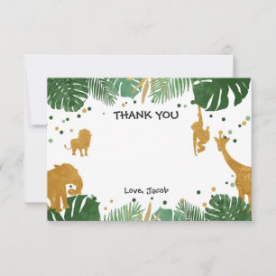 Safari Thank You card Wild animals Zoo Jungle