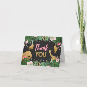 Safari Thank you card Wild One Jungle Animals Girl