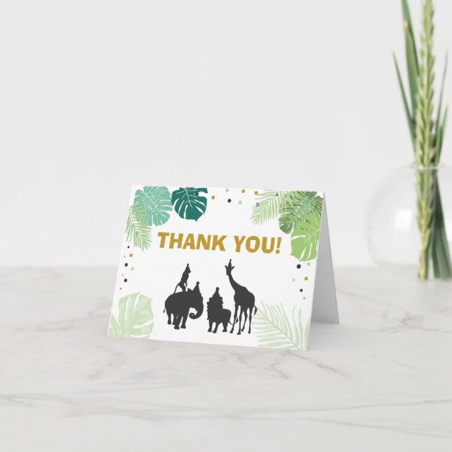 Safari Thank you card Wild one Zoo Jungle Animals (Front)
