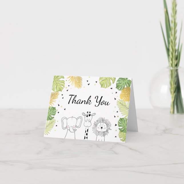 Safari Thank you card Zoo Wild Jungle animals Lion (Front)