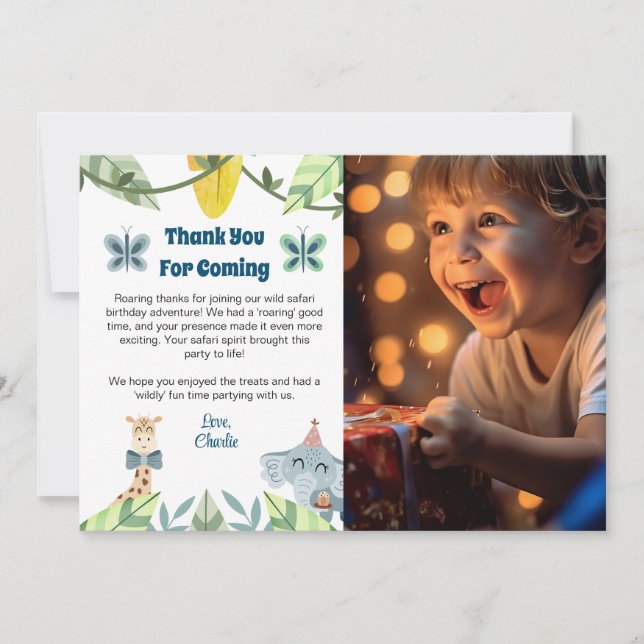 Safari, Thank You For Coming card, with Photo Card (Front)