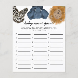 Safari Theme Baby Name Shower Game
