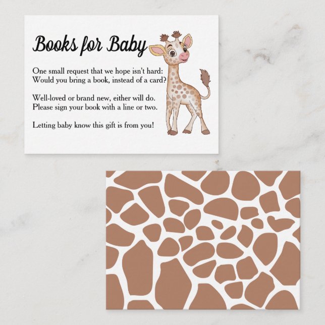 Safari Theme Baby Shower Book Request Enclosure  Card (Front/Back)