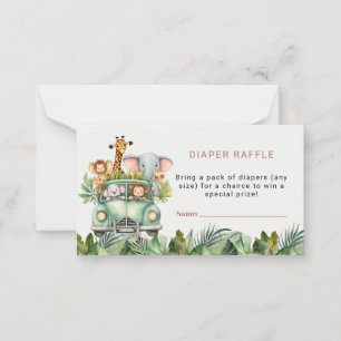 Safari Theme Baby Shower Diaper Raffle Ticket Card