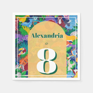 Safari Theme Birthday Custom Age Name Napkin