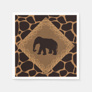 Safari Theme Elephant Over Giraffe Print Napkin