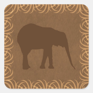 Safari Theme Elephant Silhouette Square Sticker