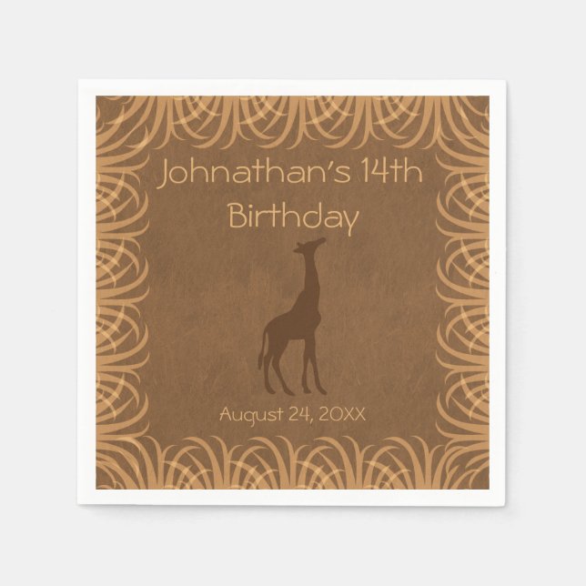 Safari Theme Giraffe Personalised Napkin (Front)