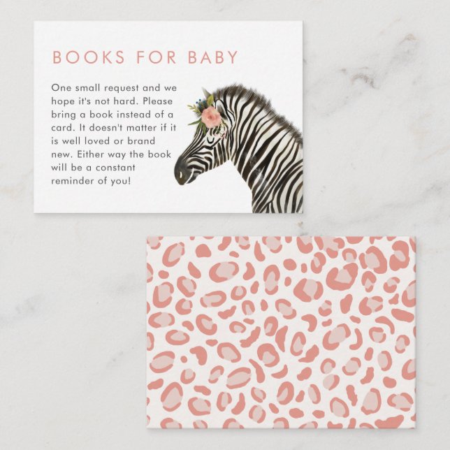 Safari Theme Girl Baby Shower Book Request Enclosure Card (Front/Back)