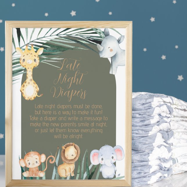 Safari Theme Late Night Diaper Sayings Poster (Creator Uploaded)
