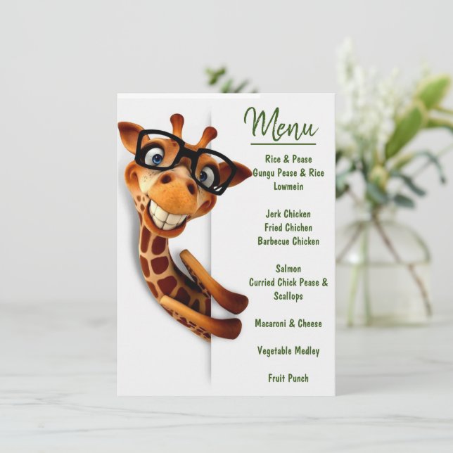 Safari Theme Menu Card (Standing Front)