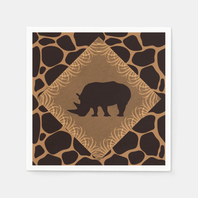 Safari Theme Rhinoceros Napkin (Front)