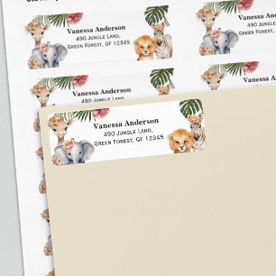 Safari Themed Baby Girl Shower Wild One Return Lab Address Label