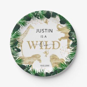 Safari Themed Wild One Jungle 1st Birthday Paper Plate
