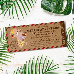 Safari Ticket Wild Animal Baby Shower Invitation