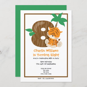 Safari Tiger Eighth Birthday Party Invitation
