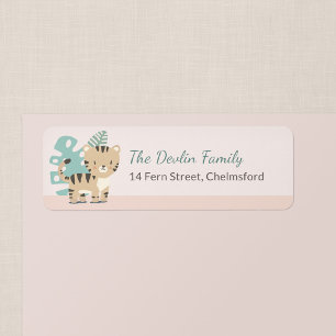 Safari Tiger Kid's Birthday Party Guest Button Return Address Label