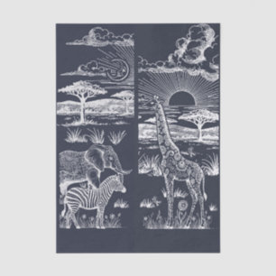 Safari Toile, Baby Wild Adventure Navy Tissue Paper