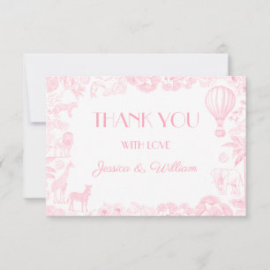 Safari Toile De Jouy Baby Shower Thank You Card