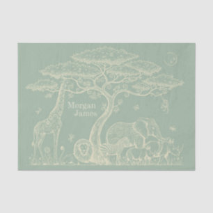 Safari Toile, Neutral Baby Green Boho Adventure Tissue Paper