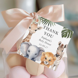 Safari Tropical Animals Baby Boy Shower Favour Tags