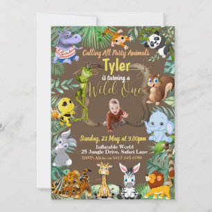 Safari Tropical Birthday invitation