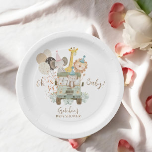 Safari Truck Jungle Animals Boho Baby Shower Paper Plate