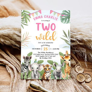 Safari Two Wild 2nd Birthday  Invitation