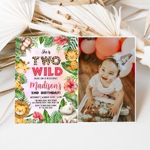 Safari Two Wild 2nd Birthday Photo Invitation