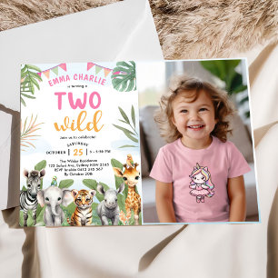 Safari Two Wild 2nd Birthday Photo Invitation
