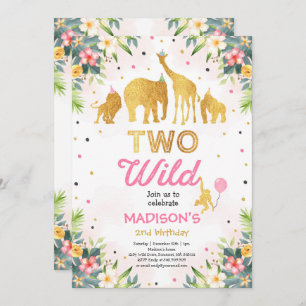 Safari Two Wild Birthday Invitation Two Wild Party
