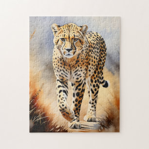 Safari Watercolor Cheetah Nature Jigsaw Puzzle