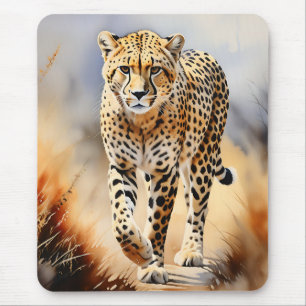 Safari Watercolor Cheetah Nature Mouse Pad