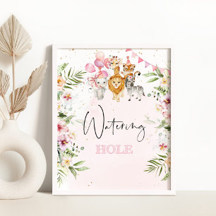 Safari watering hole sign. Tropical drinks Poster