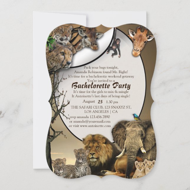 Safari Weekend Bachelorette Party Invitation (Front)