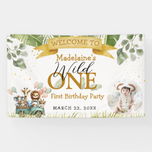 Safari Welcome Photo Wild One Birthday  Banner