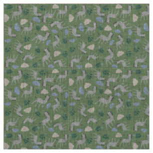 Safari wild animal natural linen 54 inches green fabric