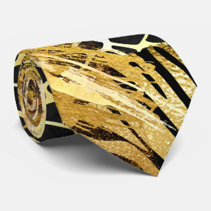 Safari wild animal skin gold black stylish pattern tie