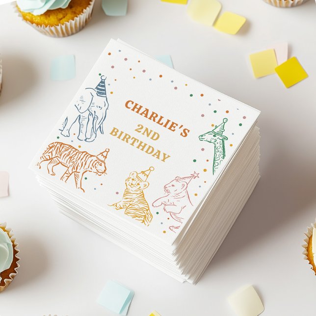 Safari Wild Animals 2nd Birthday Napkin (Creator Uploaded)