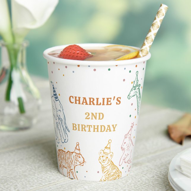 Safari Wild Animals 2nd Birthday Paper Cups (Creator Uploaded)