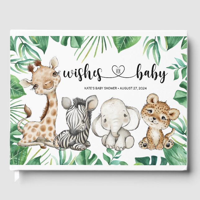 Safari Wild Animals Baby Shower Guest Book (Front)