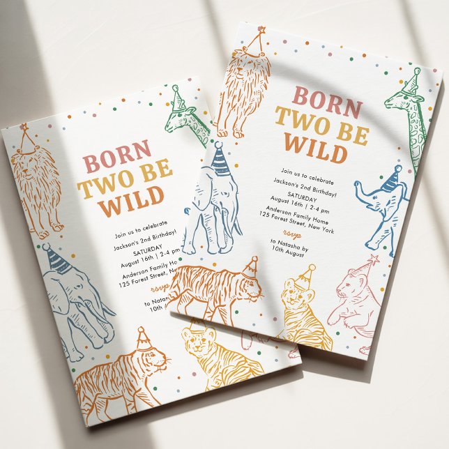 Safari Wild Animals Girl 2nd Birthday Invitation (Creator Uploaded)