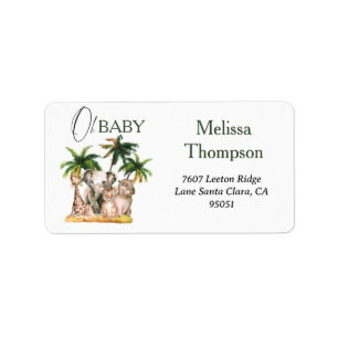 Safari Wild Animals Tropical Baby Shower Address Label