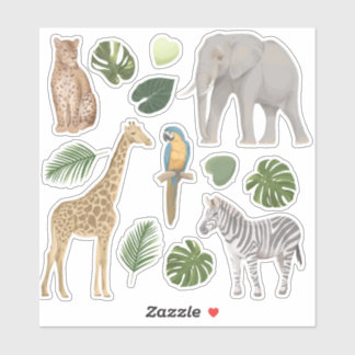 Safari Wild Animals  Tropical Leaves