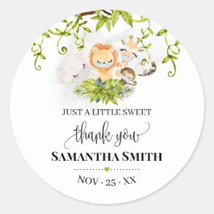 Safari Wild Baby Animals Baby Shower Favor Classic Round Sticker