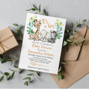 Safari Wild Boy Baby Shower Invitation