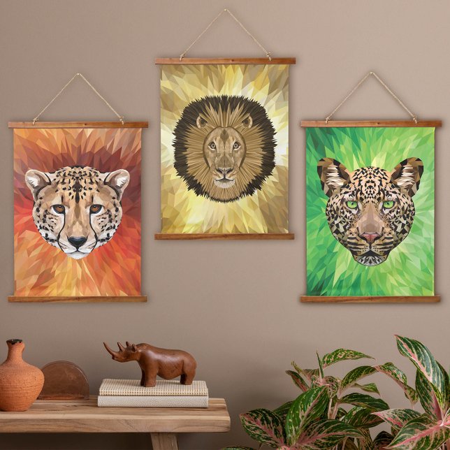 Safari Wild Cats Modern Abstract Polygonal Pop Art Hanging Tapestry (Safari Wild Cats Modern Abstract Polygonal Pop Art Hanging Tapestry)