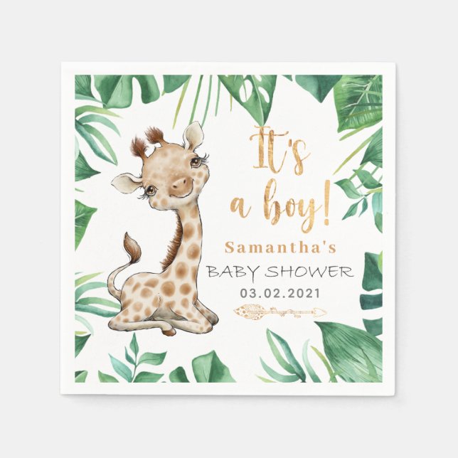 Safari Wild Giraffe Baby Shower Napkins (Front)