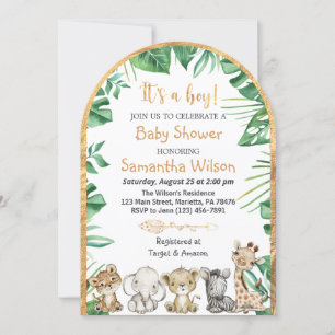 Safari Wild It's a Boy Baby Shower Invitation