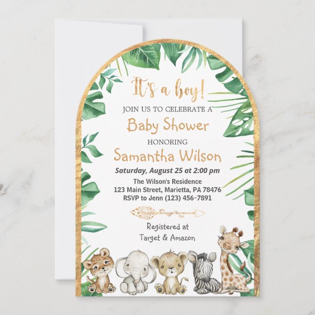Safari Wild It's a Boy Baby Shower Invitation (Front)